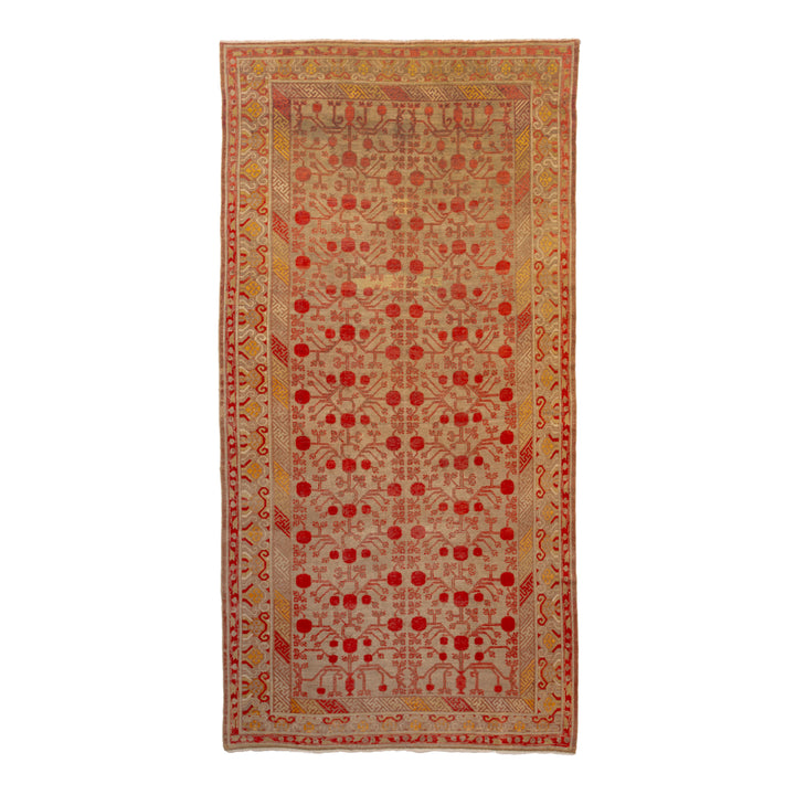 Orange Vintage Traditional Wool Rug - 6'5" x 13'