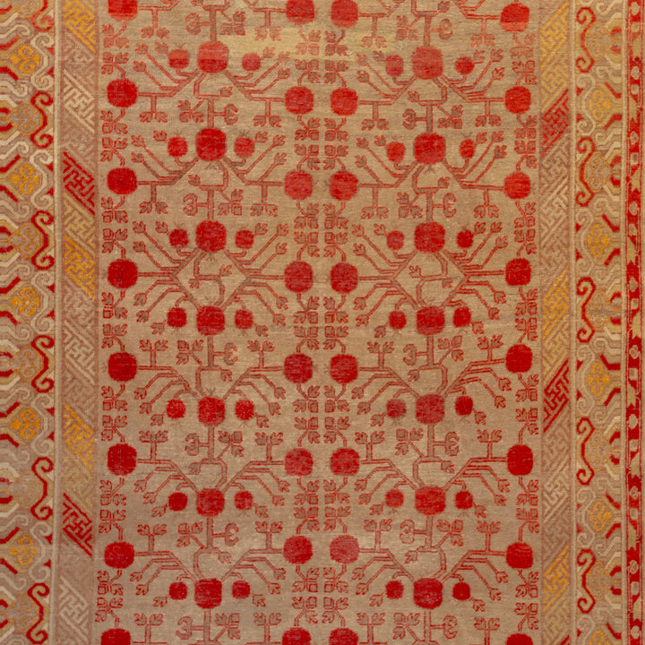 Orange Vintage Traditional Wool Rug - 6'5" x 13'