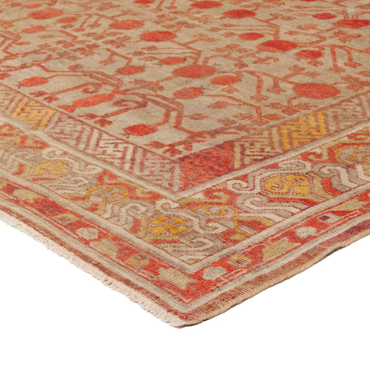 Orange Vintage Traditional Wool Rug - 6'5" x 13'