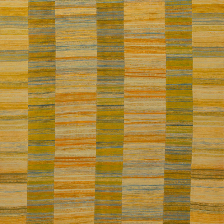Yellow and Green Flatweave Wool Rug - 8'1" x 11'1"