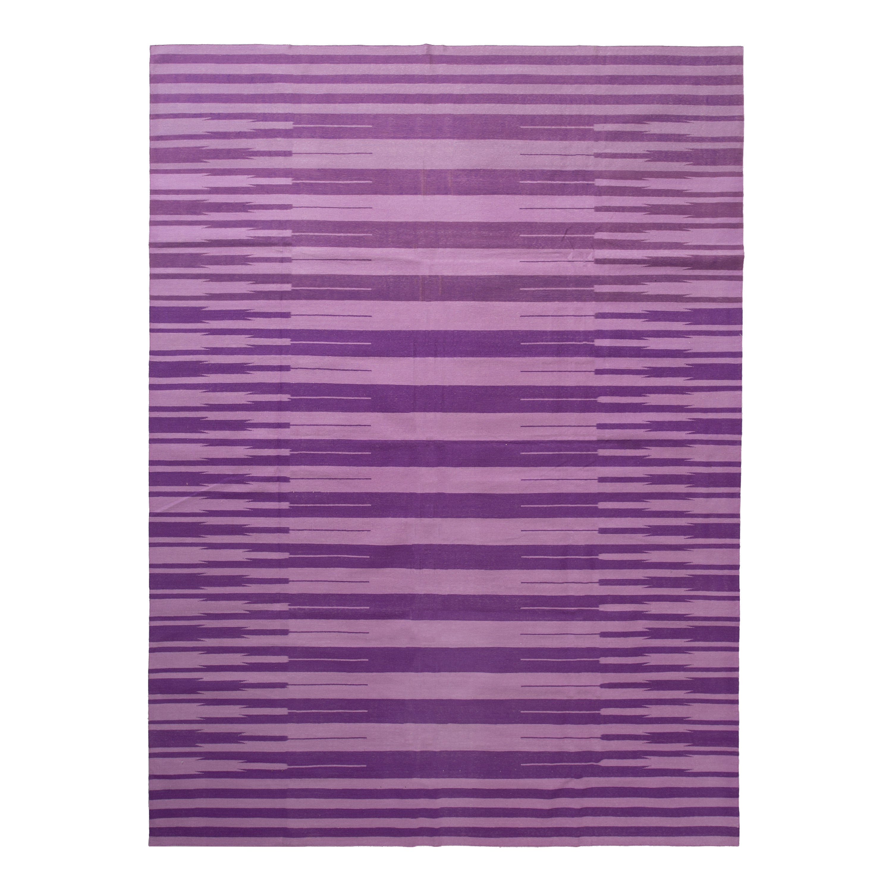 Purple Stripe Flatweave Cotton Rug - 8'1" x 11'1" Default Title