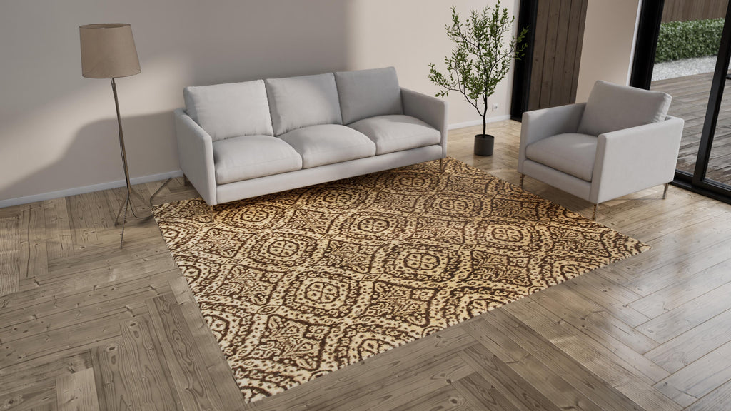 Brown Transitional Wool Rug - 8' x 9'5"