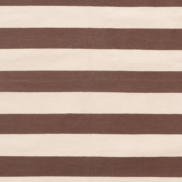 Brown and White Striped Flatweave Cotton Rug - 3'6" x 5'6"