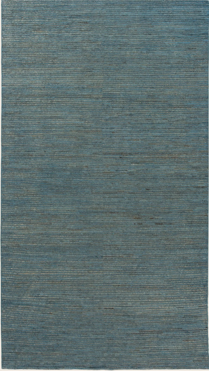 Blue Modern Wool Rug - 5'1" x 11'7"