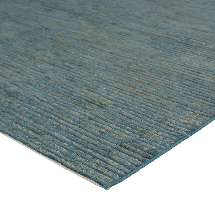 Blue Modern Wool Rug - 5'1" x 11'7"
