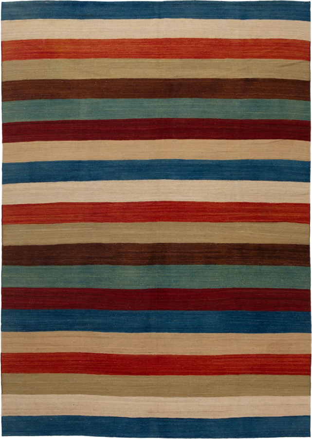 Multicolored Flatweave Wool Rug - 7'8