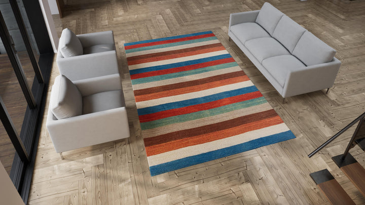 Multicolored Traditional Wool Rug - 7'4" x 11'7"