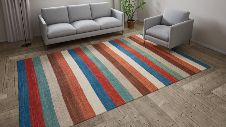 Multicolored Traditional Wool Rug - 7'4" x 11'7"