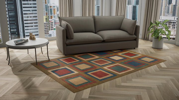 Multicolored Flatweave Wool Rug - 6'2" x 9'11"