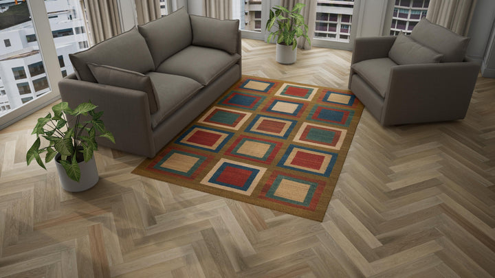 Multicolored Flatweave Wool Rug - 6'2" x 9'11"