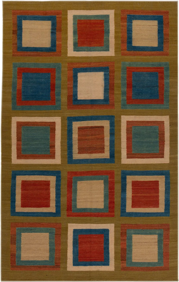 Multicolored Flatweave Wool Rug - 6'2