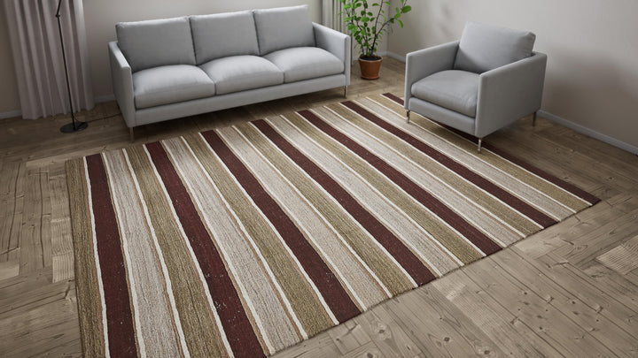 Brown Vintage Wool Flat Weave - 7'9"x10'4"