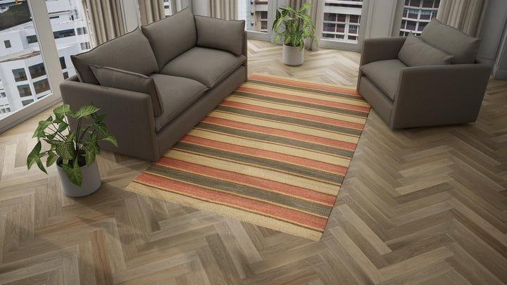 Multicolored Flatweave Wool Rug - 6' x 10'3"