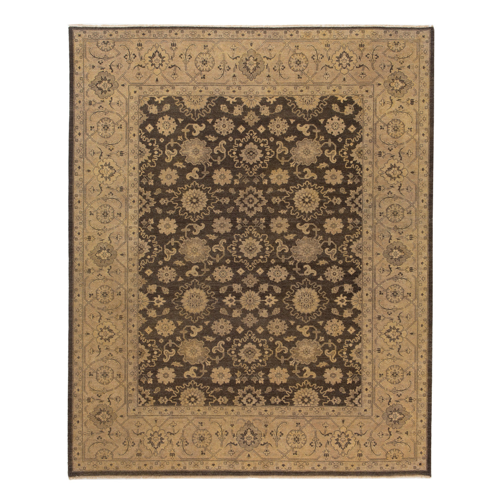 Brown Traditional Wool Rug - 8' x 10'