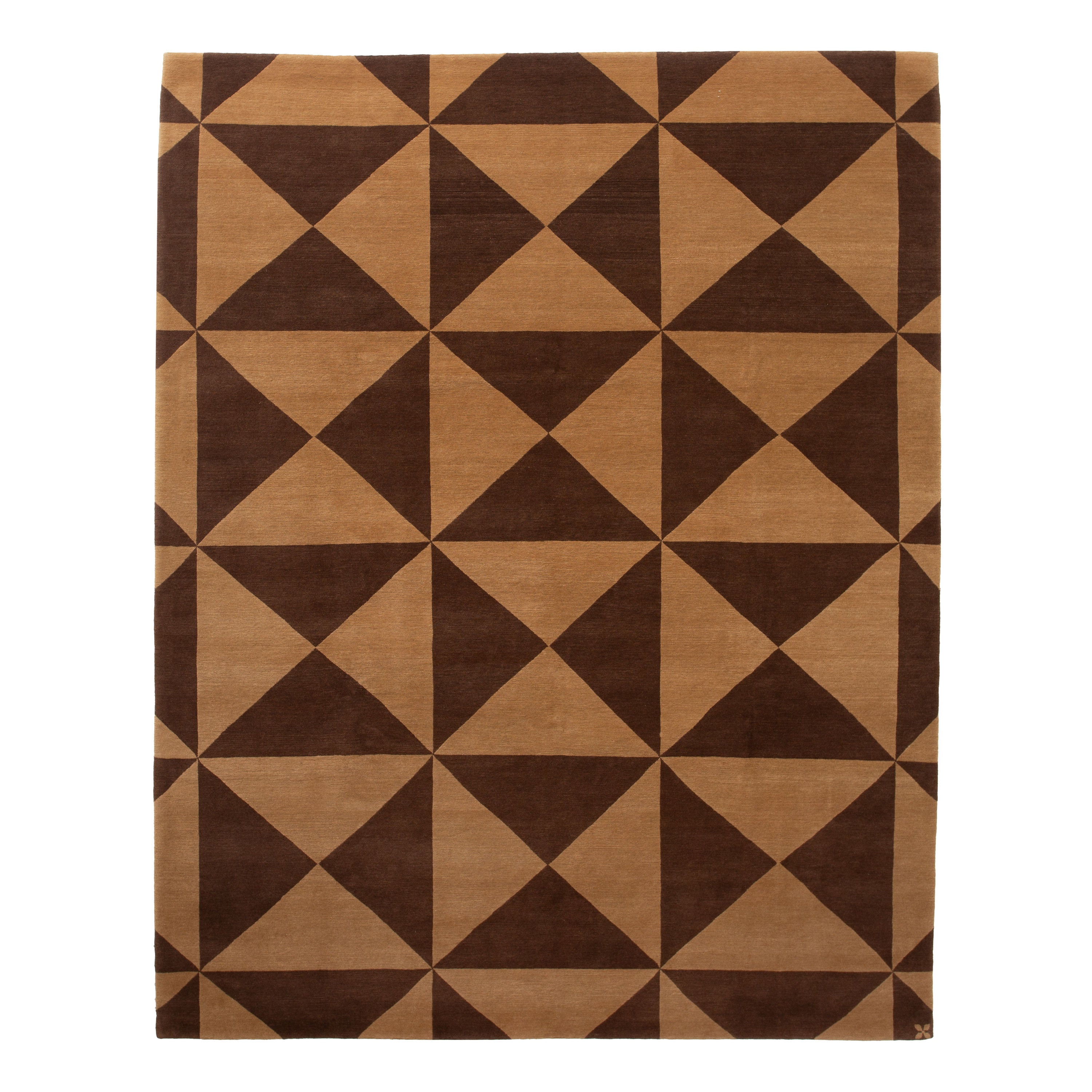 Brown Modern Geometric Wool Rug - 8' x 10' Default Title