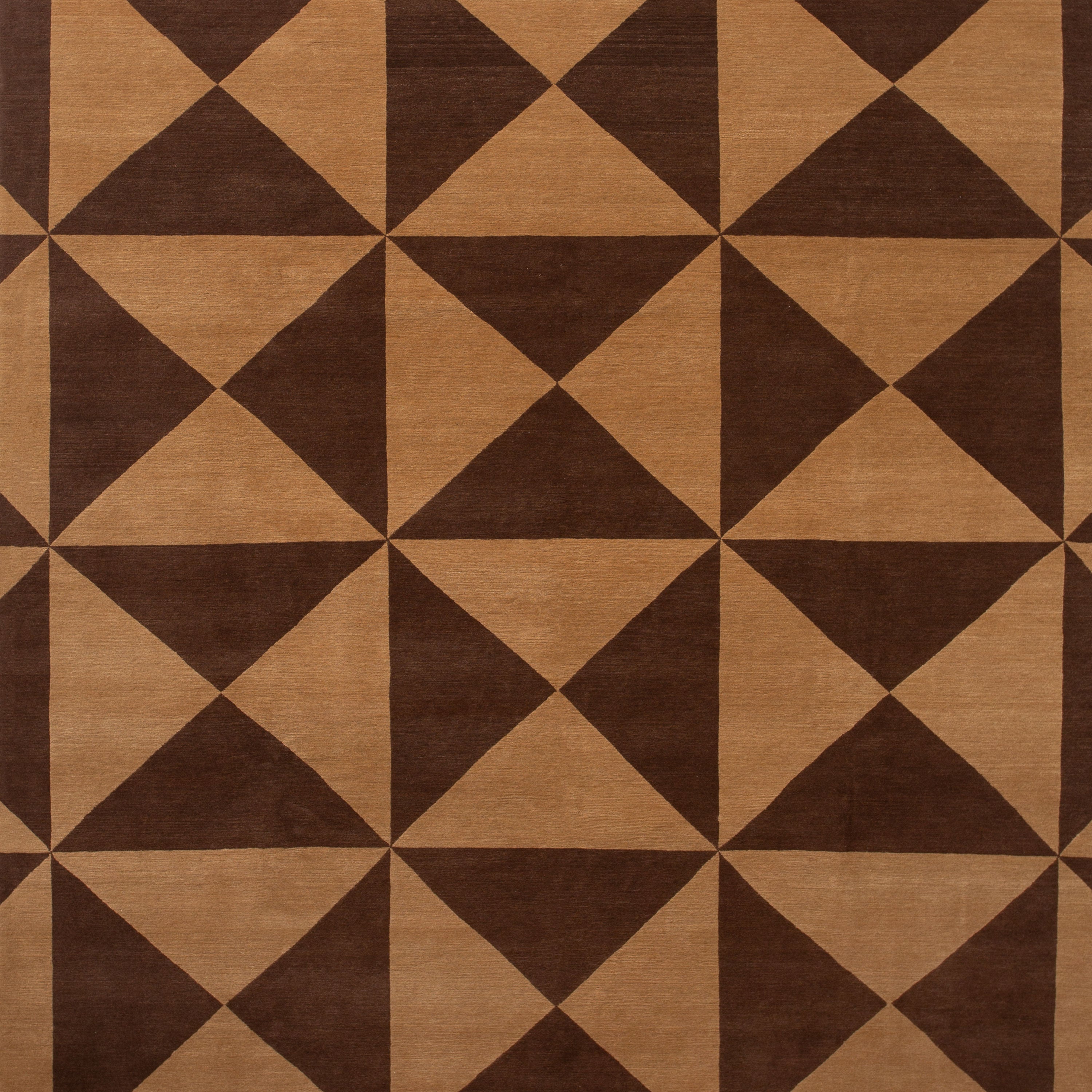 Brown Modern Geometric Wool Rug - 8' x 10' Default Title