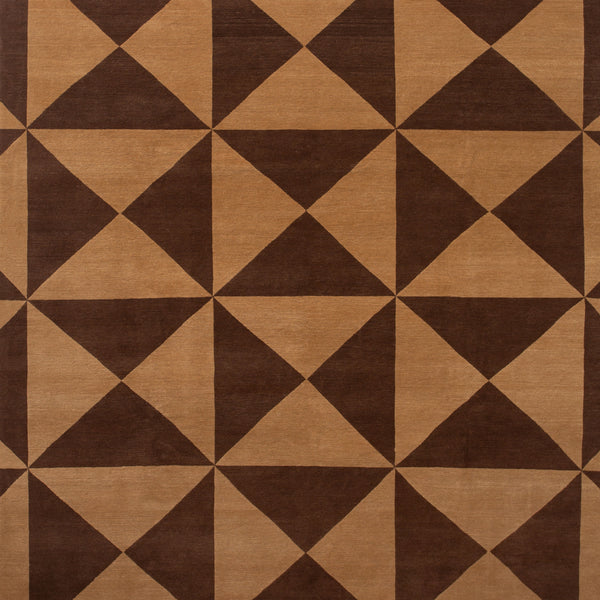 Brown Modern Geometric Wool Rug - 8' x 10' Default Title