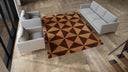 Brown Modern Geometric Tibetan Wool Rug - 8' x 10'