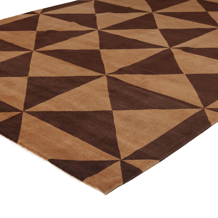 Brown Modern Geometric Wool Rug - 8' x 10' Default Title