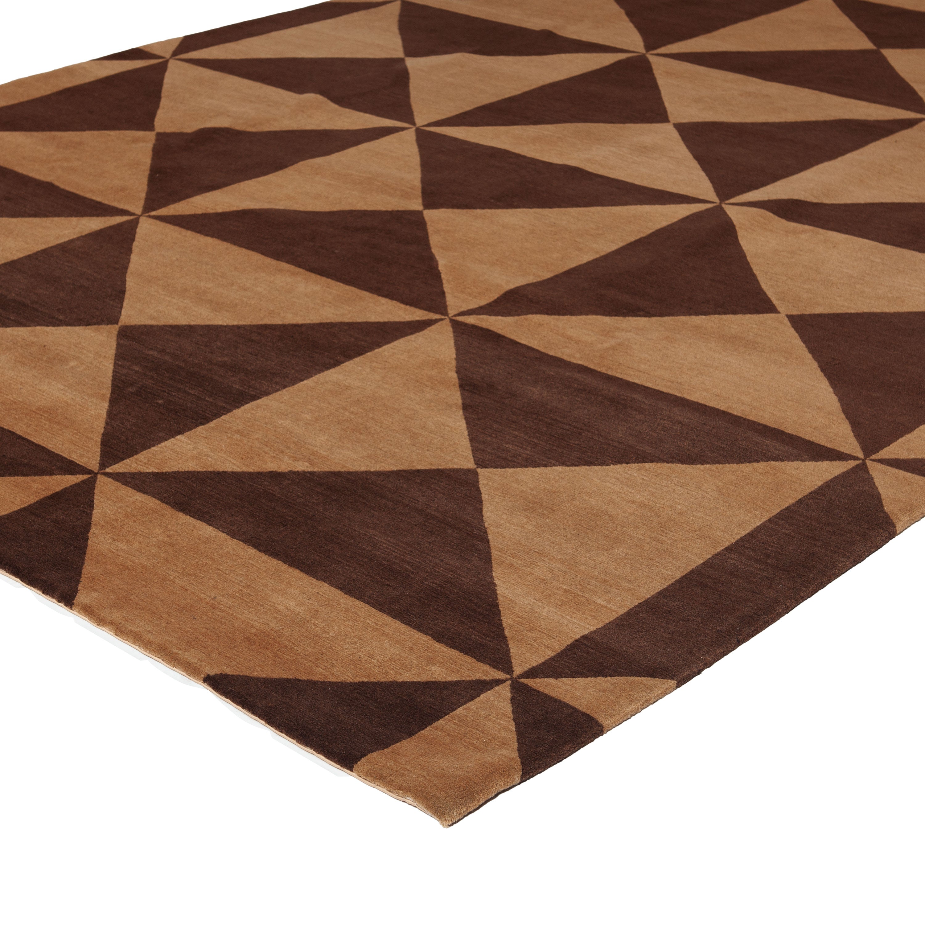 Brown Modern Geometric Wool Rug - 8' x 10' Default Title