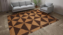 Brown Modern Geometric Tibetan Wool Rug - 8' x 10'