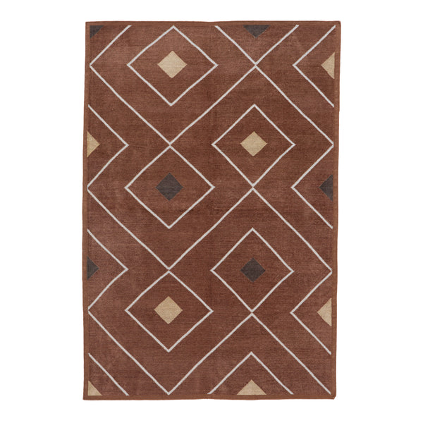 Brown Geometric Flatweave Chenille Rug - 3'6" x 5'6"