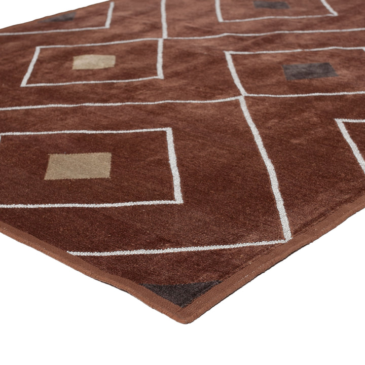 Brown Geometric Flatweave Chenille Rug - 3'6" x 5'6"