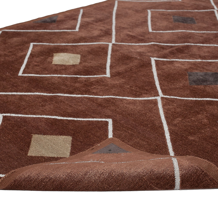 Brown Geometric Flatweave Chenille Rug - 3'6" x 5'6"