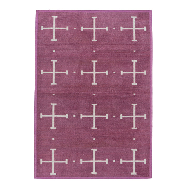 Purple Geometric Flatweave Chenille Rug - 3'6" x 5'6"