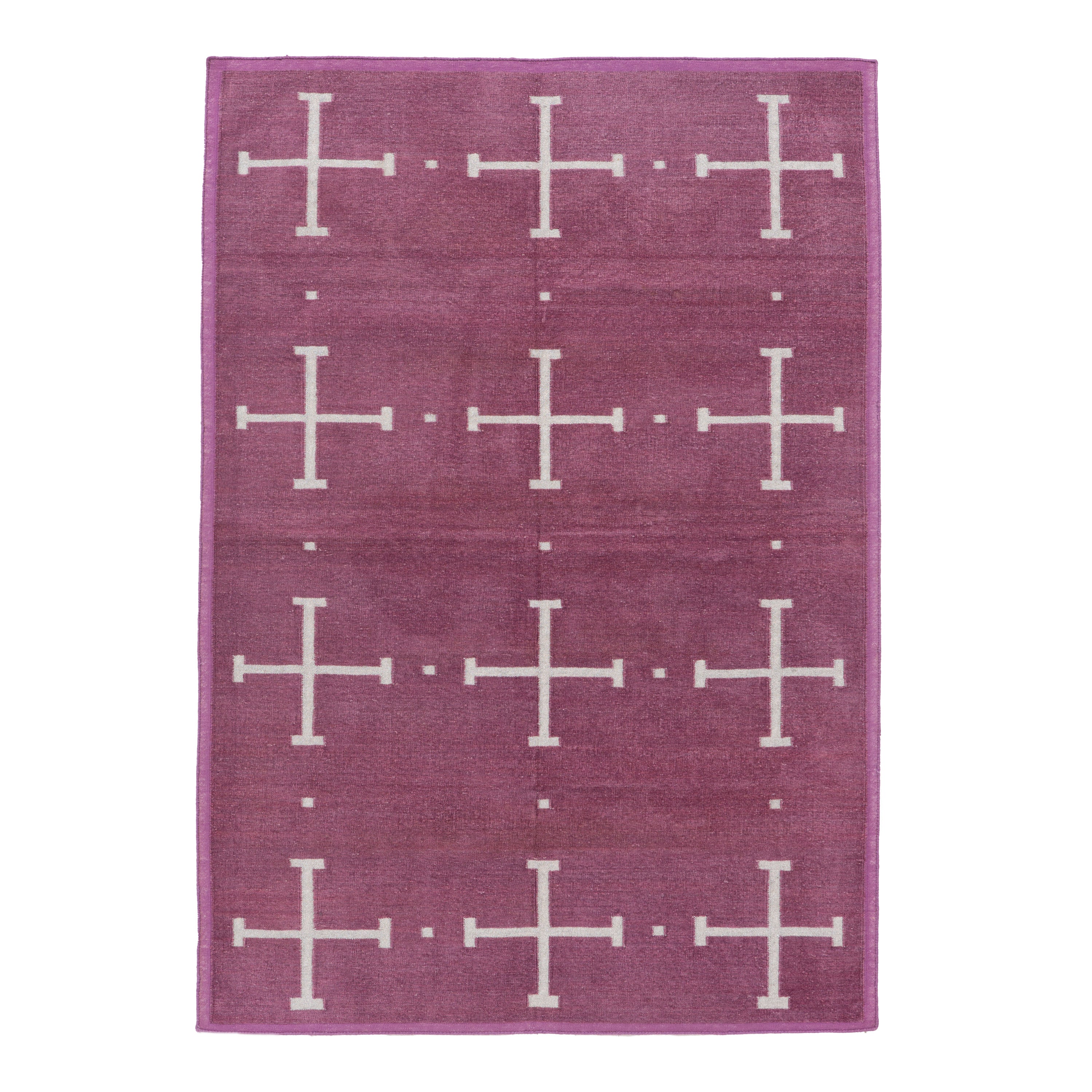 Purple Geometric Flatweave Chenille Rug - 3'6" x 5'6"