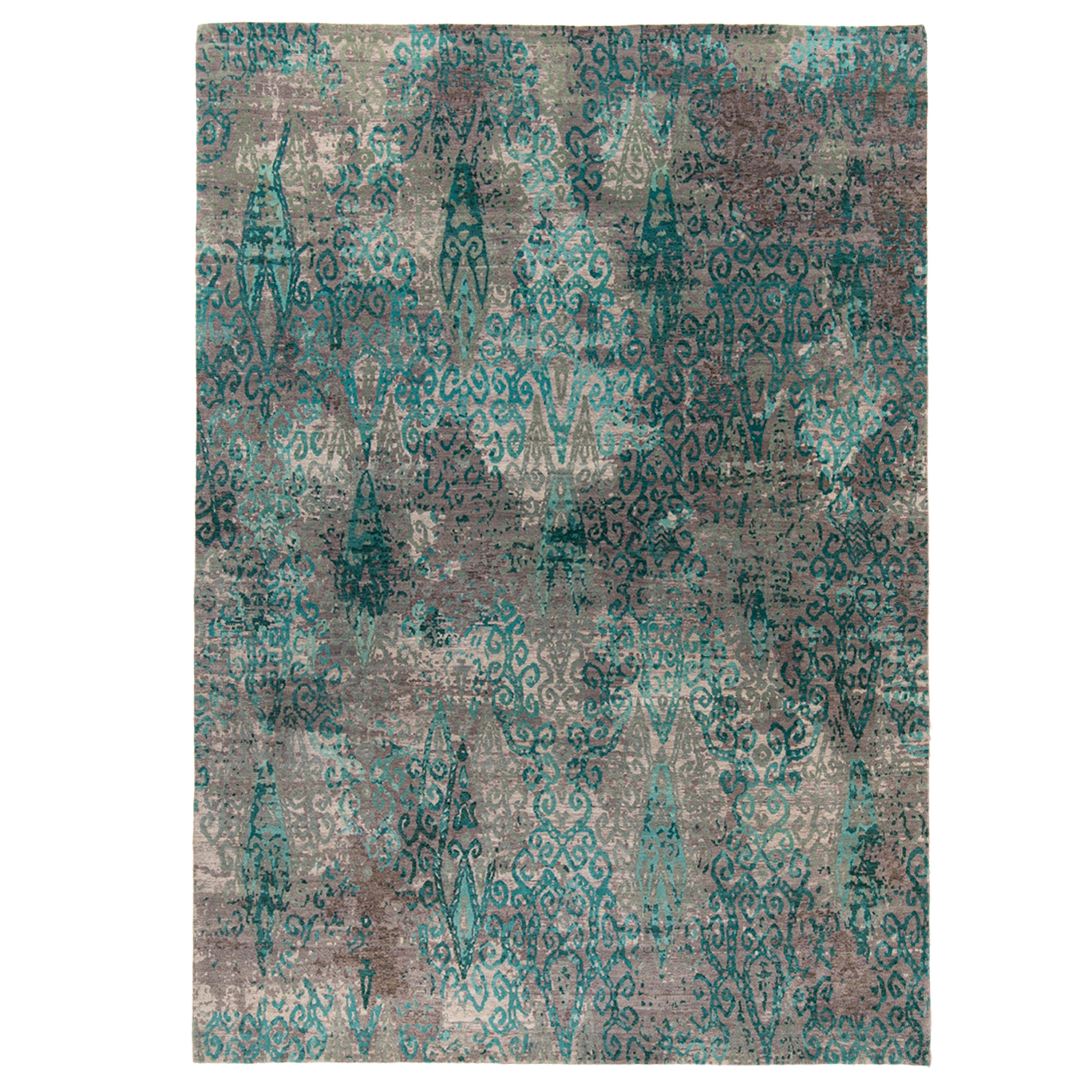 Blue & Grey Transitional Wool Rug - 8'10" x 12'2"