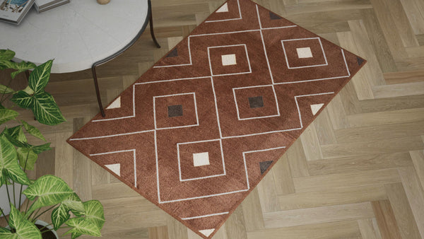 Brown Diamond Flatweave Chenille Rug - 3'6" x 5'6"