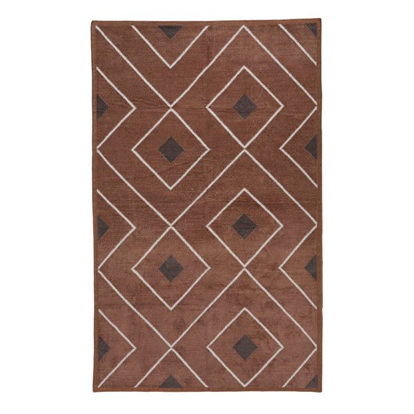 Brown and White Flatweave Chenille Rug - 3'6" x 5'6"