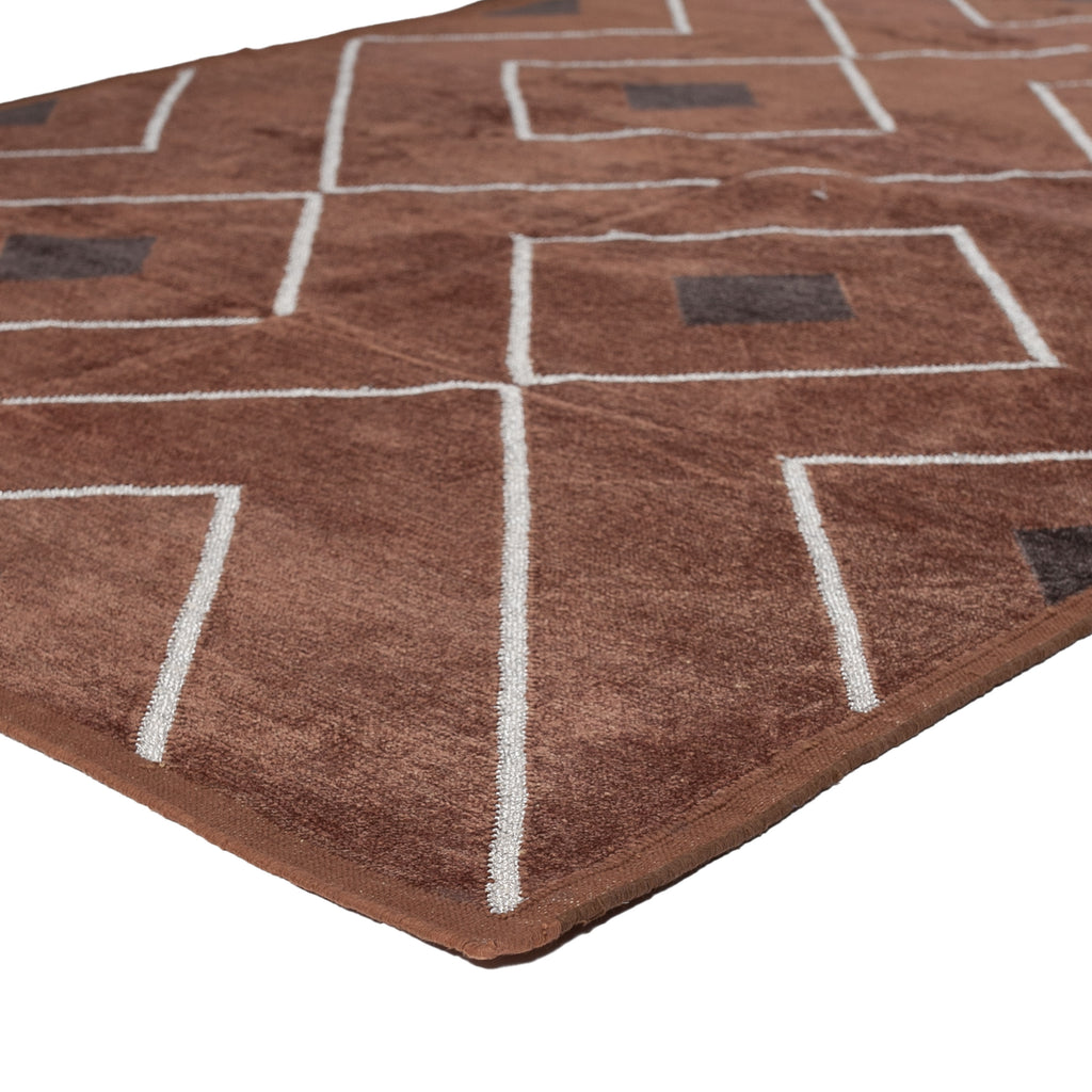 Brown and White Flatweave Chenille Rug - 3'6" x 5'6"