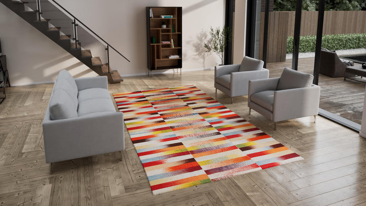 Multicolored Flatweave Wool Persian Runner - 7'3" x 13'2"