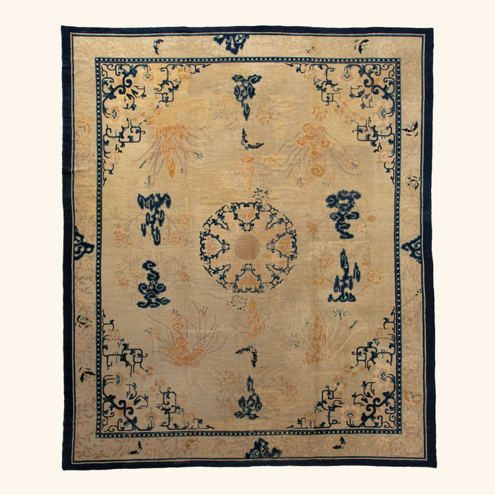 Blue Vintage Traditional Wool Rug - 12'00" x 14'2"
