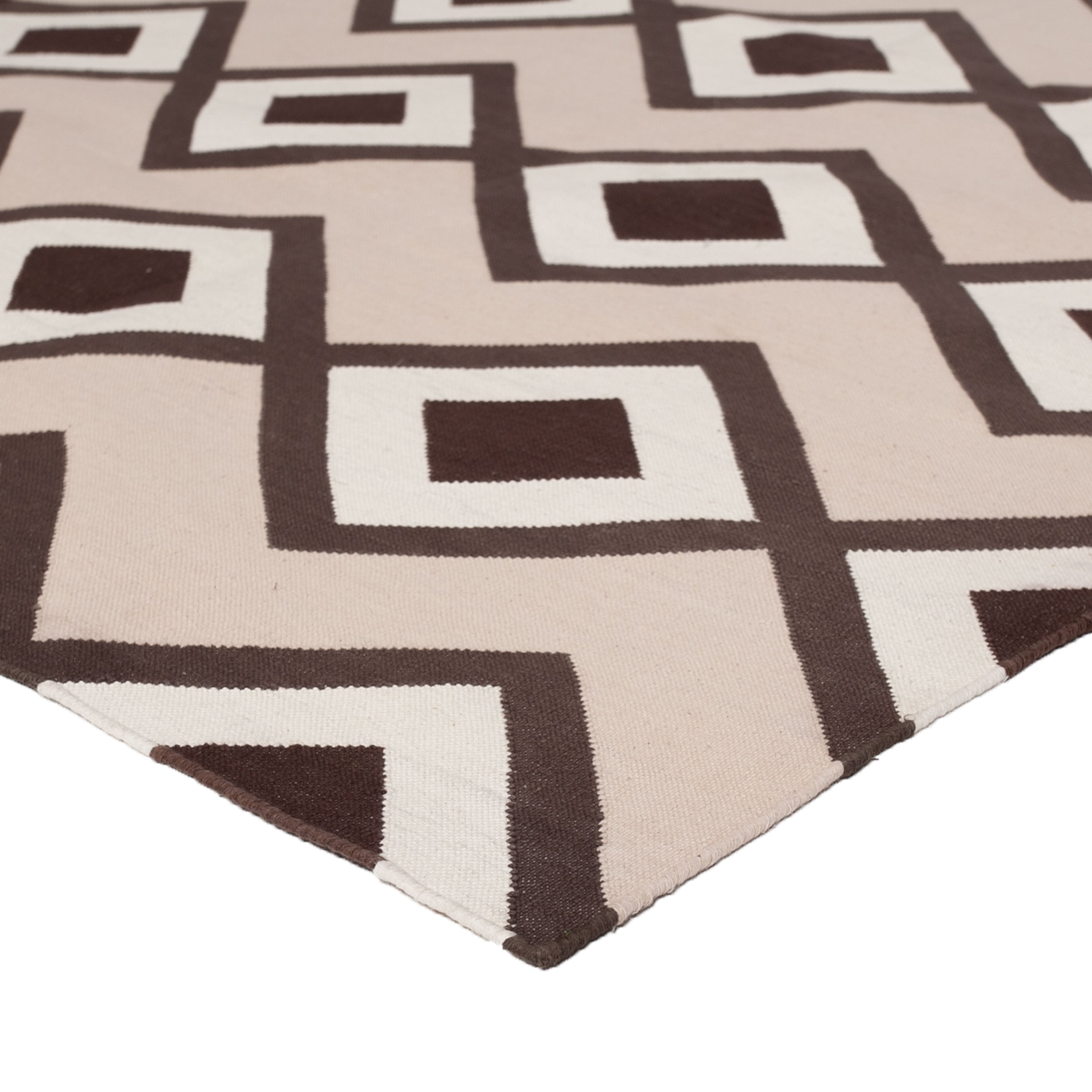 Pink and Brown Flatweave Cotton Rug - 3'6" x 5'6"