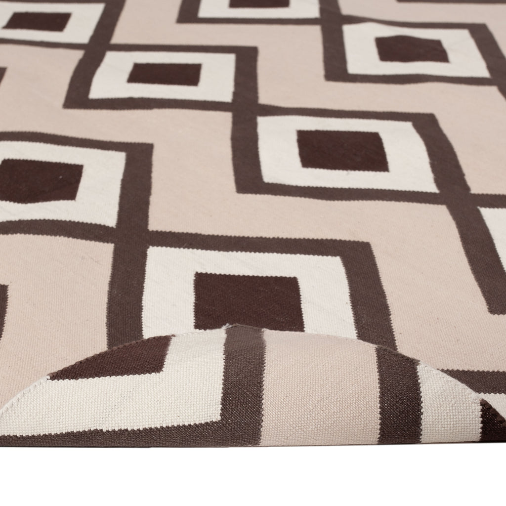 Pink and Brown Flatweave Cotton Rug - 3'6" x 5'6"