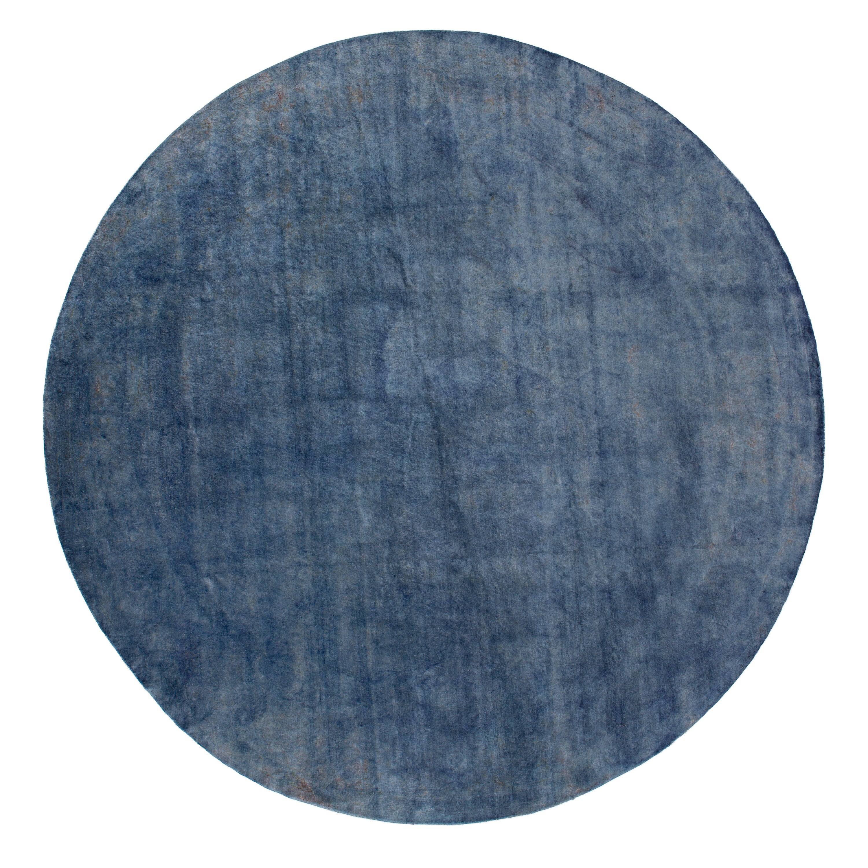 Blue Overdyed Wool Silk Blend Rug - 11'1" x 12'