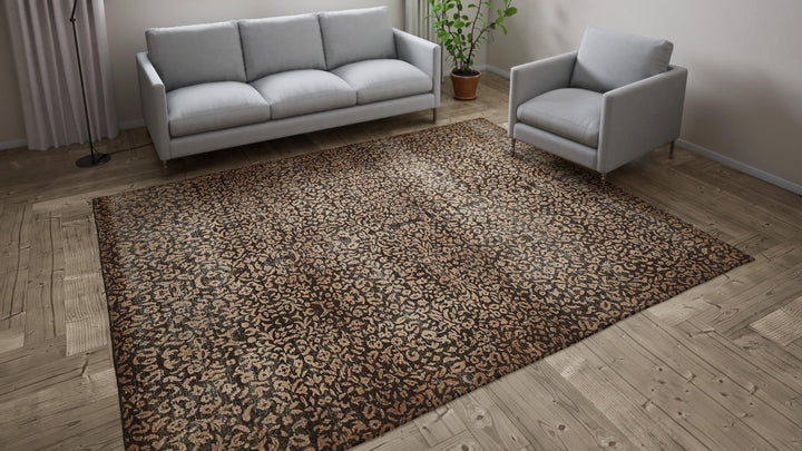 Brown Transitional Wool Rug - 8'x 10'