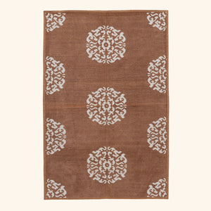 Light Brown Medallion Flatweave Chenille Rug - 3'6" x 5'6"