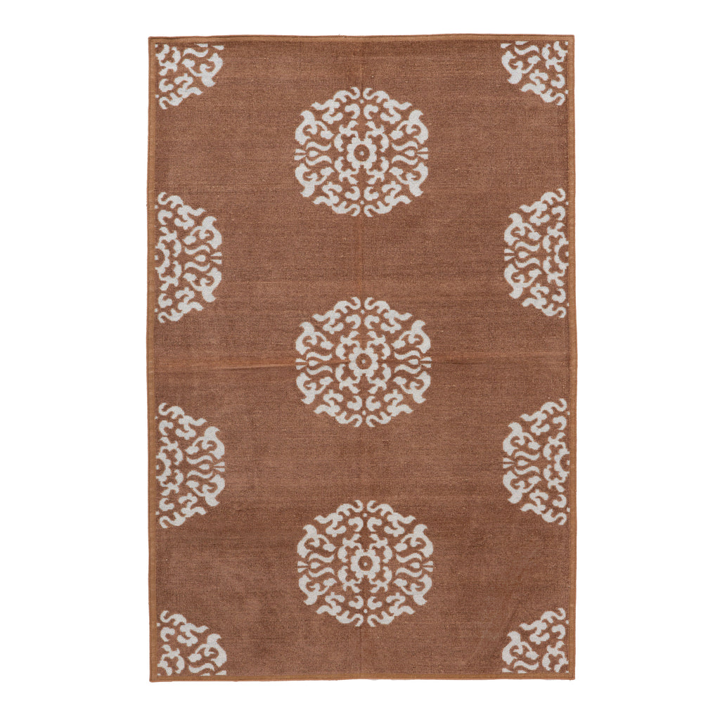 Light Brown Medallion Flatweave Chenille Rug - 3'6" x 5'6"