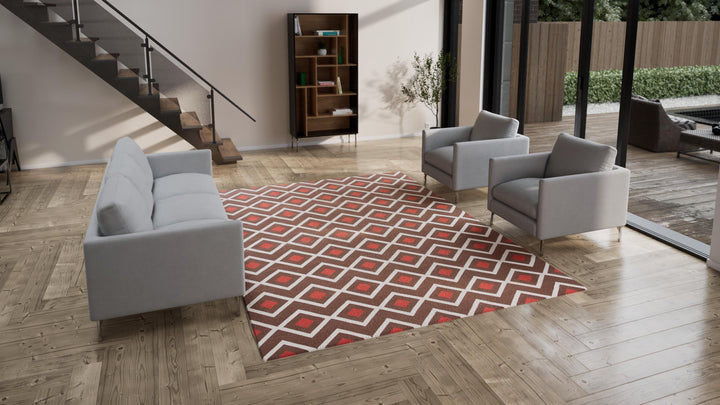 Red & Brown Flatweave Cotton Rug - 8'10" x 11'10"