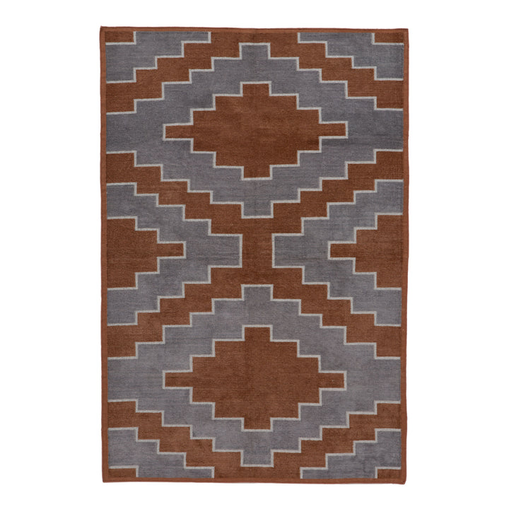 Brown and Grey Flatweave Chenille Rug - 3'6" x 5'6"
