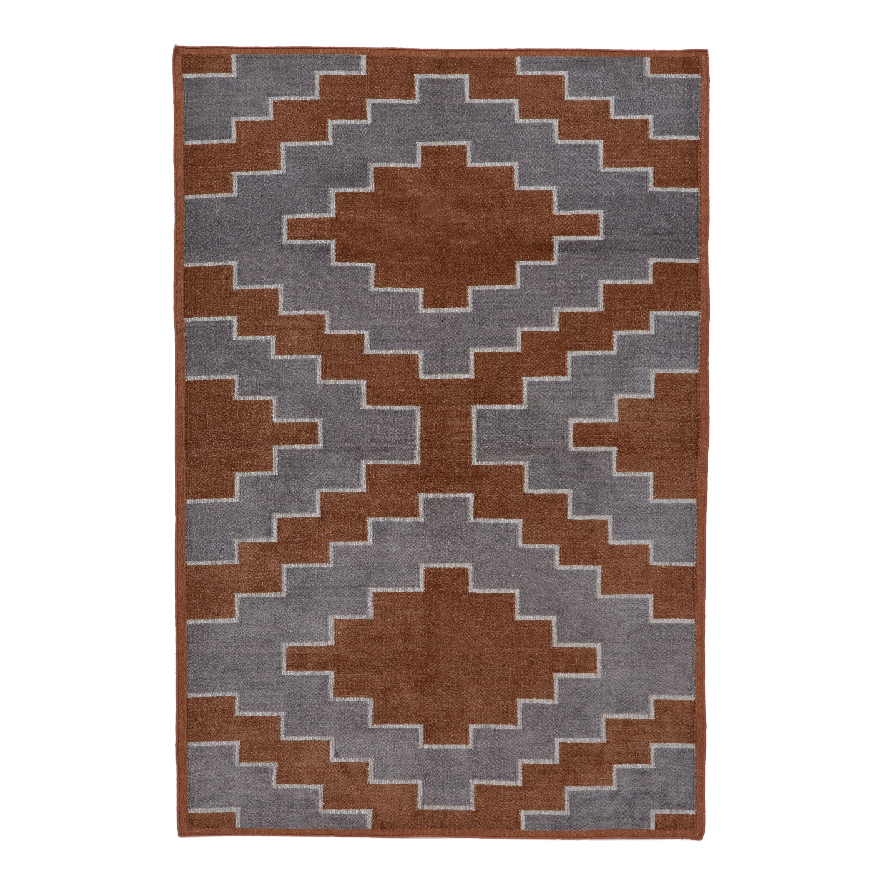 Brown and Grey Flatweave Chenille Rug - 3'6" x 5'6"