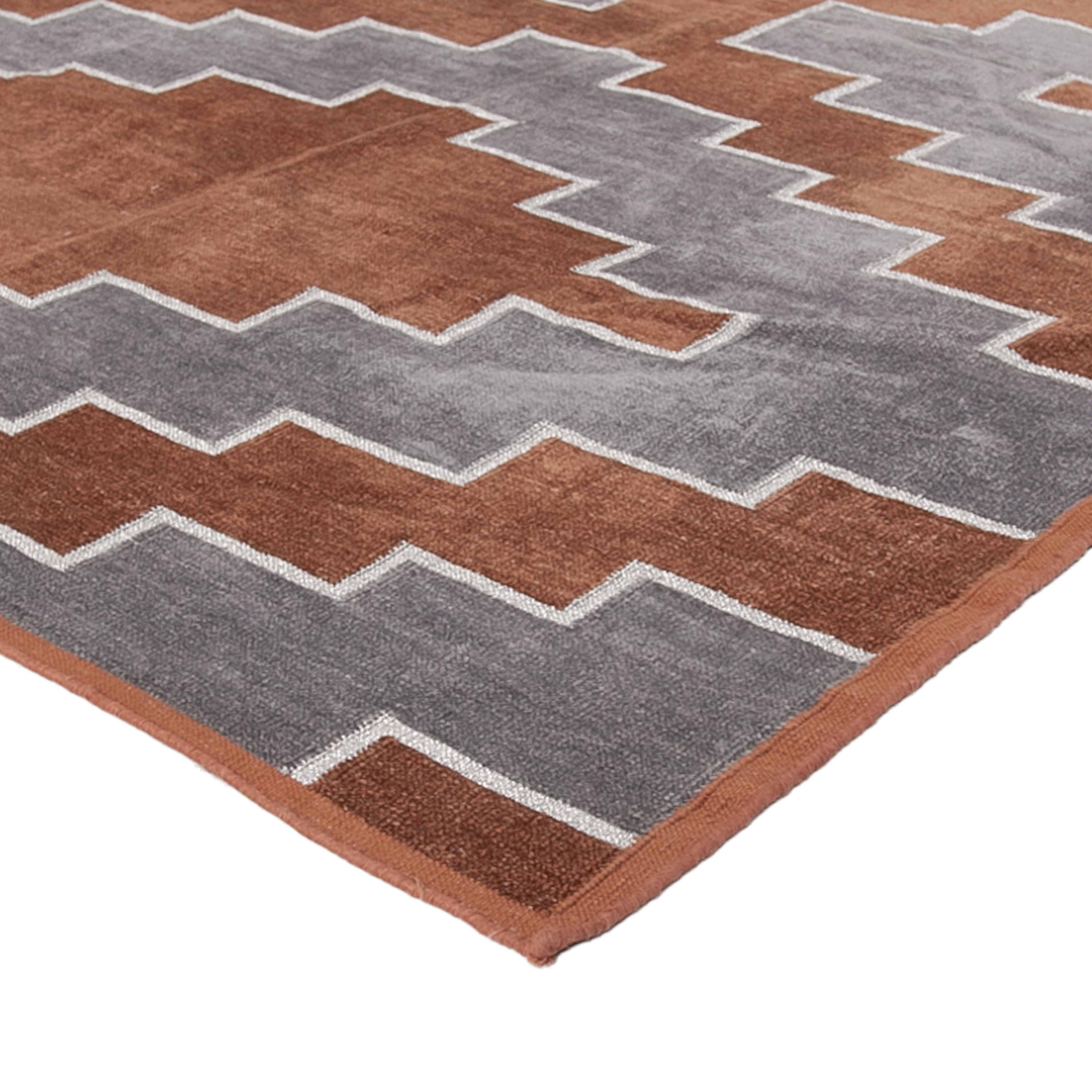 Brown and Grey Flatweave Chenille Rug - 3'6" x 5'6"