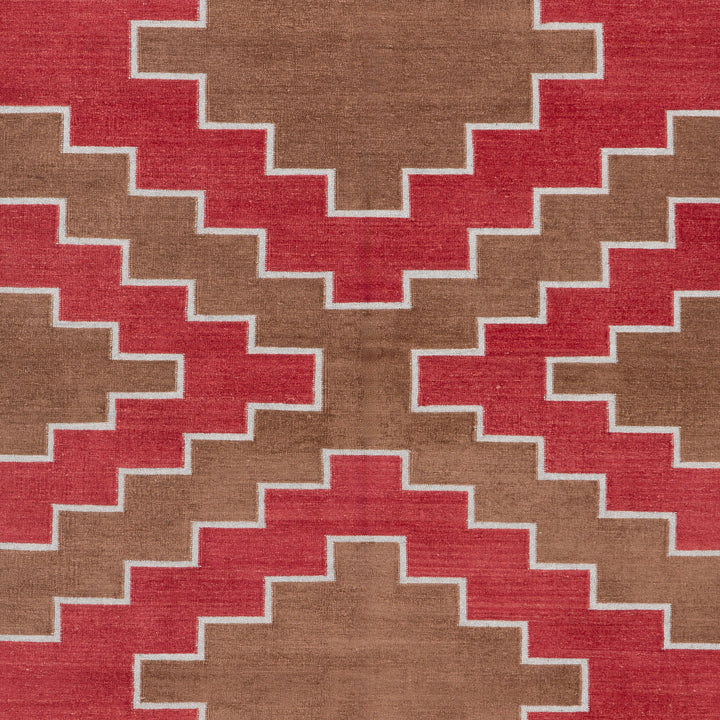 Brown and Red Flatweave Chenille Rug - 3'6" x 5'6"