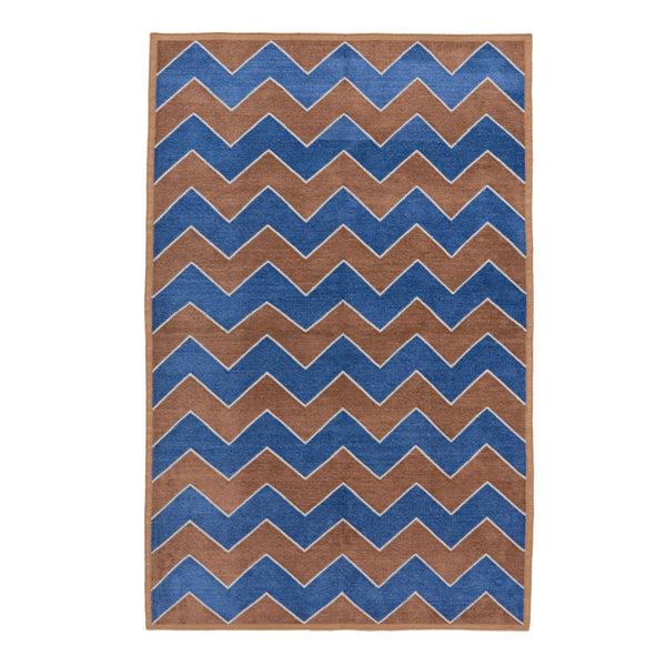 Brown and Blue Flatweave Chenille Rug - 3'6" x 5'6"