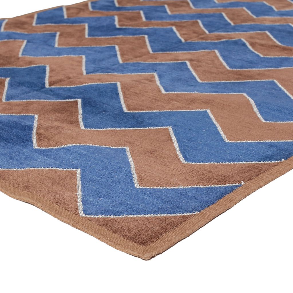 Brown and Blue Flatweave Chenille Rug - 3'6" x 5'6"