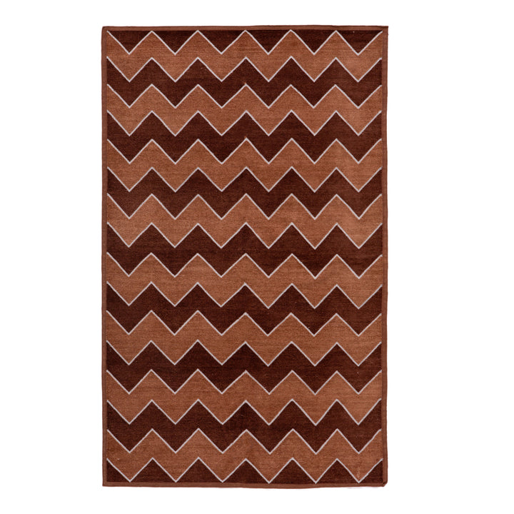 Brown Chevron Flatweave Chenille Rug - 3'6" x 5'6"